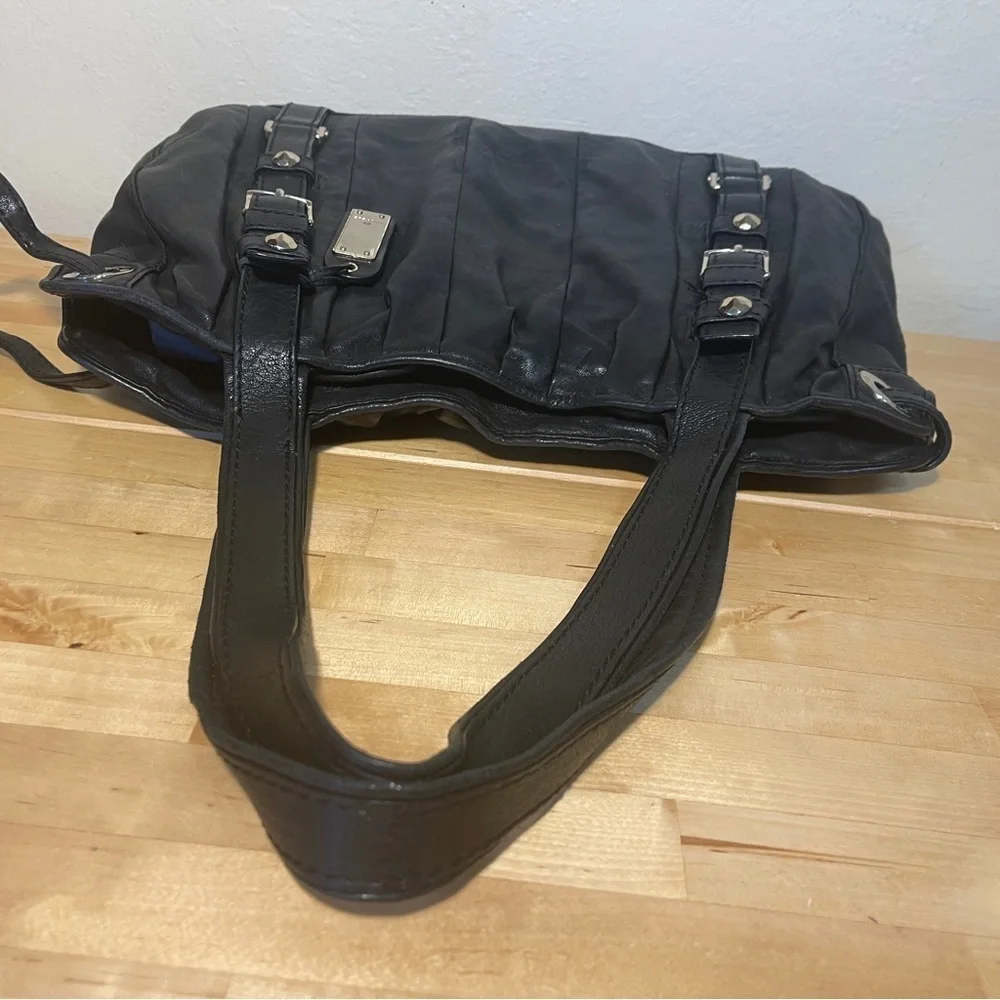 Vintage Michele 2009 Black Leather Hobo Bag Slouchy Y2K Shoulder Bag